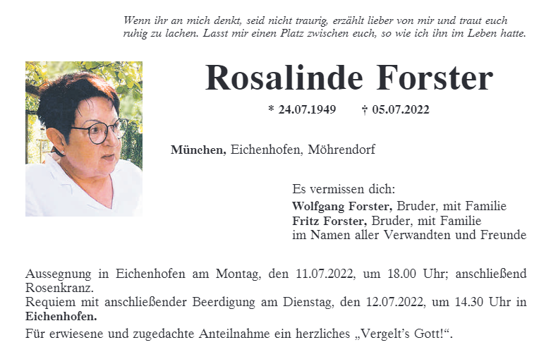 Rosalinde Forster aus München