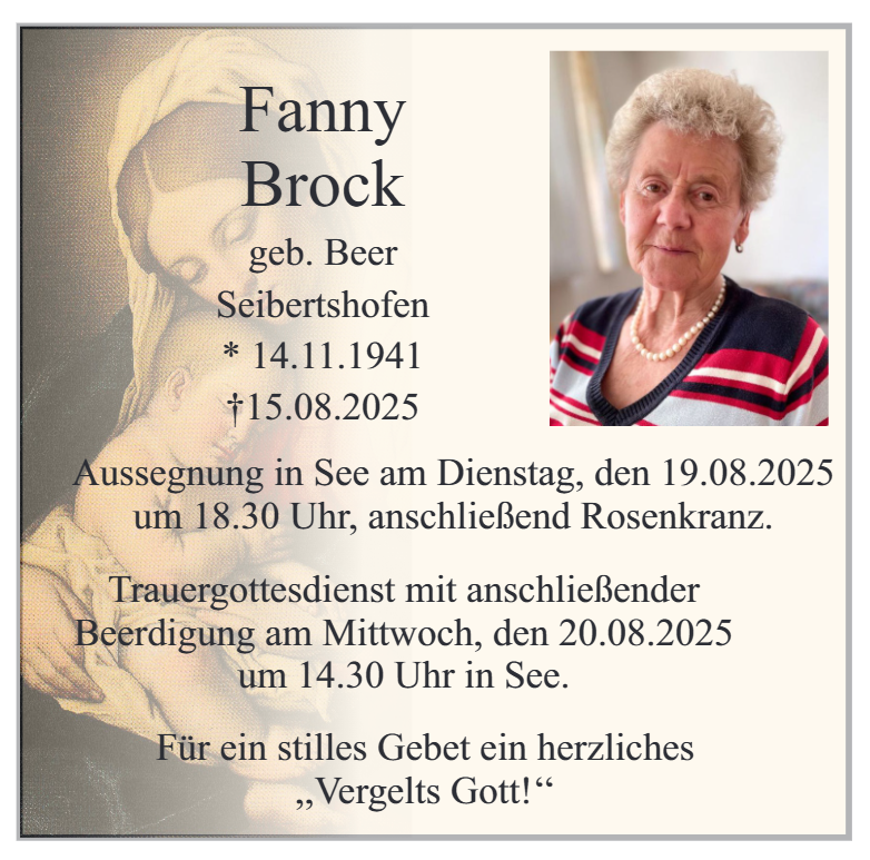 Fanny Brock aus Seibertshofen