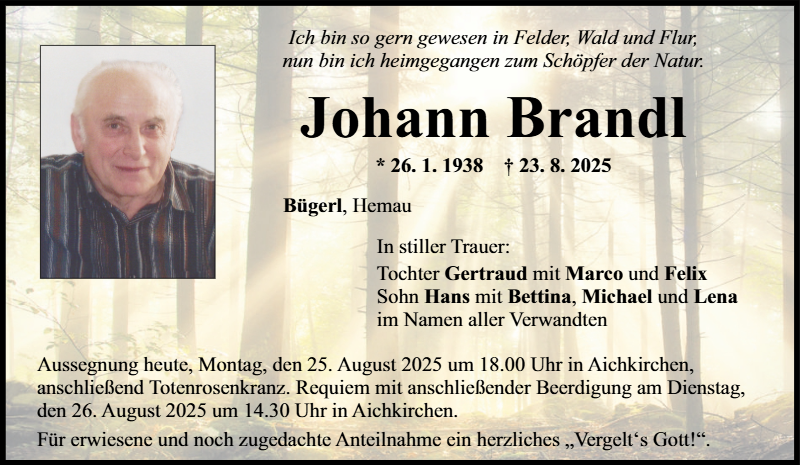 Johann Brandl aus Bügerl