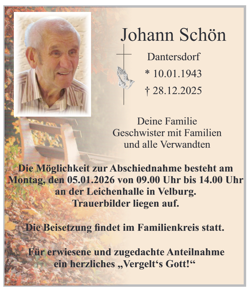 Johann Schön aus Dantersdorf