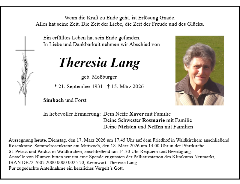 Theresia Lang aus Simbach