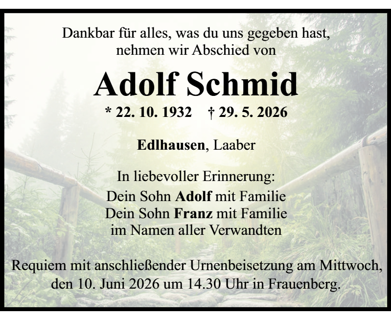 Adolf Schmid aus Edlhausen