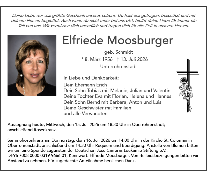 Elfriede Moosburger aus Unterrohrenstadt
