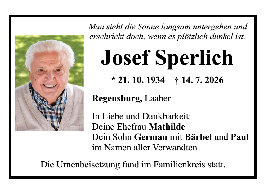 Josef Sperlich aus Regensburg