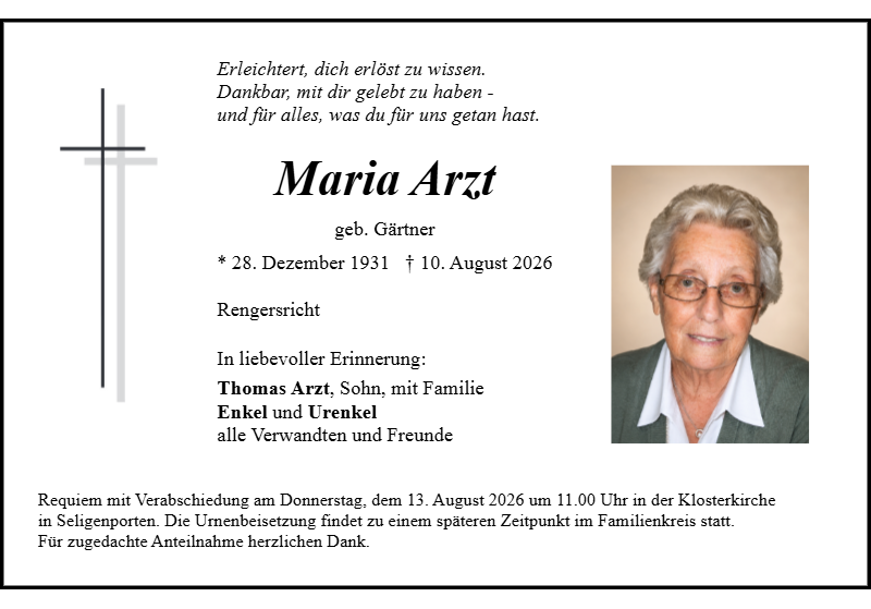 Maria Arzt aus Rengersricht