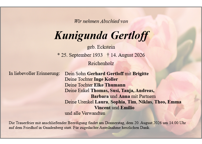 Kunigunda Gertloff aus Reichenholz
