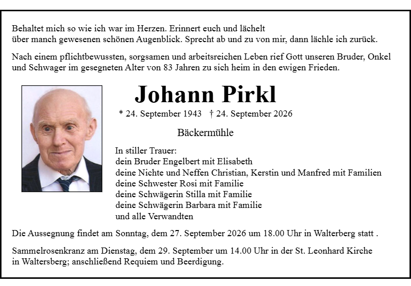 Johann Pirkl Bäckermühle
