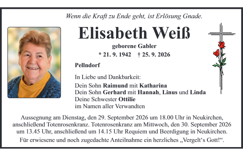 Elisabeth Weiß aus Pellndorf